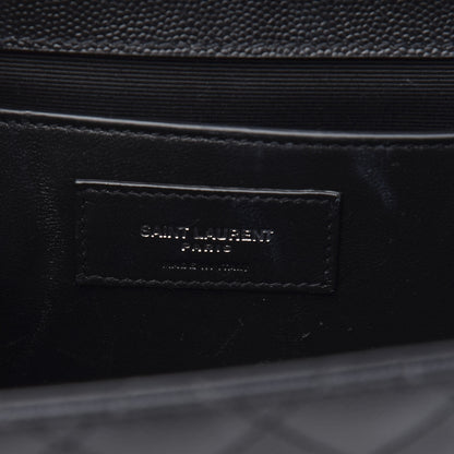 Saint Laurent Grain De Poudre Textured Mixed Matelasse Triquilt Medium Monogram Satchel Black 7 of 13