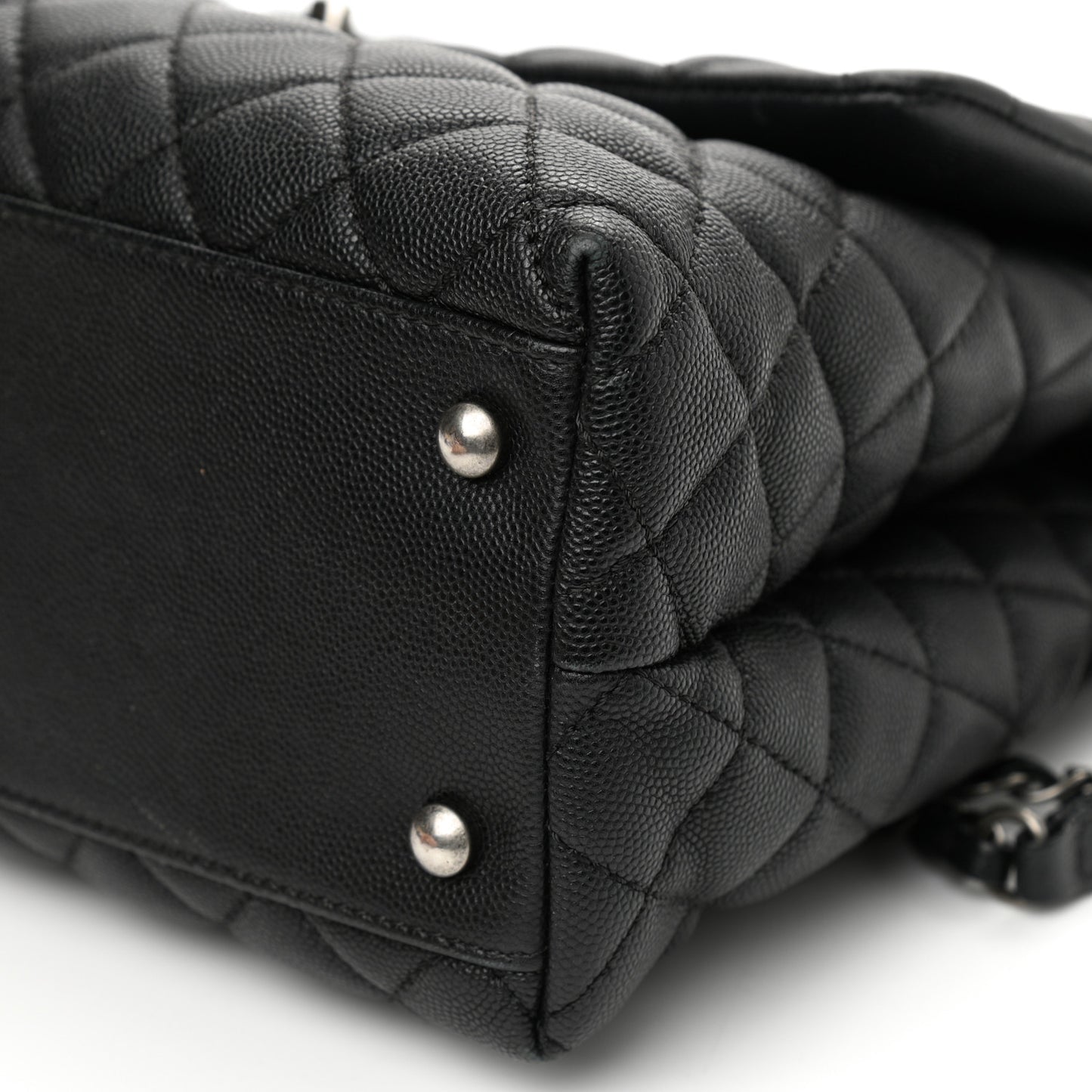 Caviar Lizard Quilted Medium Coco Handle Flap Black