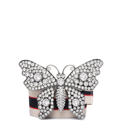 Gucci Jacquard Crystal Stripe Butterfly Belt 90 36 White 1 of 7
