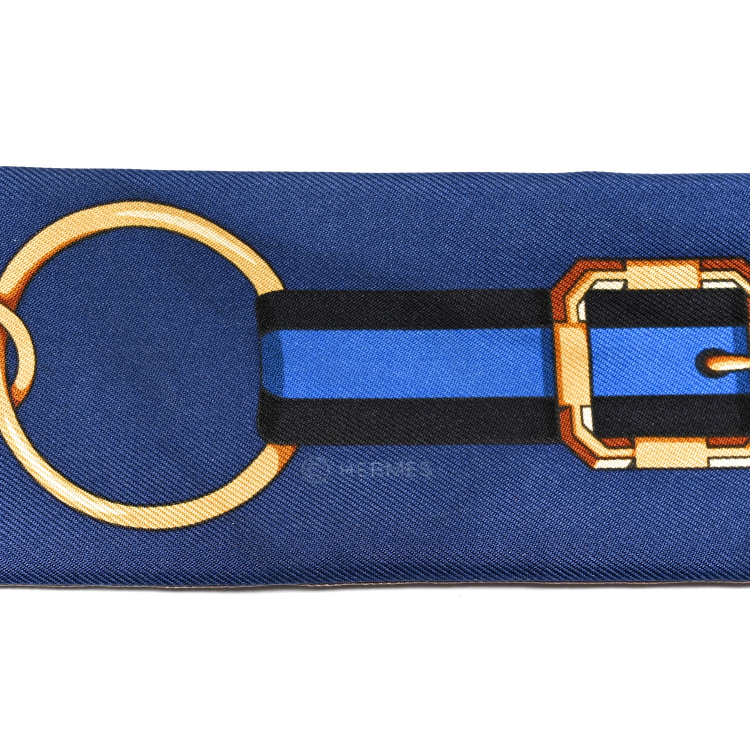 Hermes Silk Grand Tralala Twilly Marron Glacé Marine Gold 4 of 4