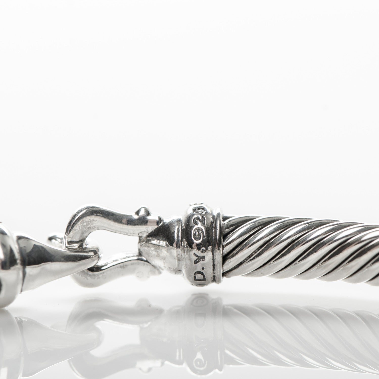 David Yurman Sterling Silver Diamond 5mm Cable Buckle Bracelet 4 of 5