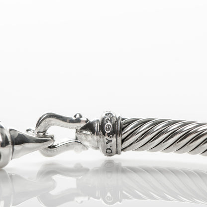 David Yurman Sterling Silver Diamond 5mm Cable Buckle Bracelet 4 of 5