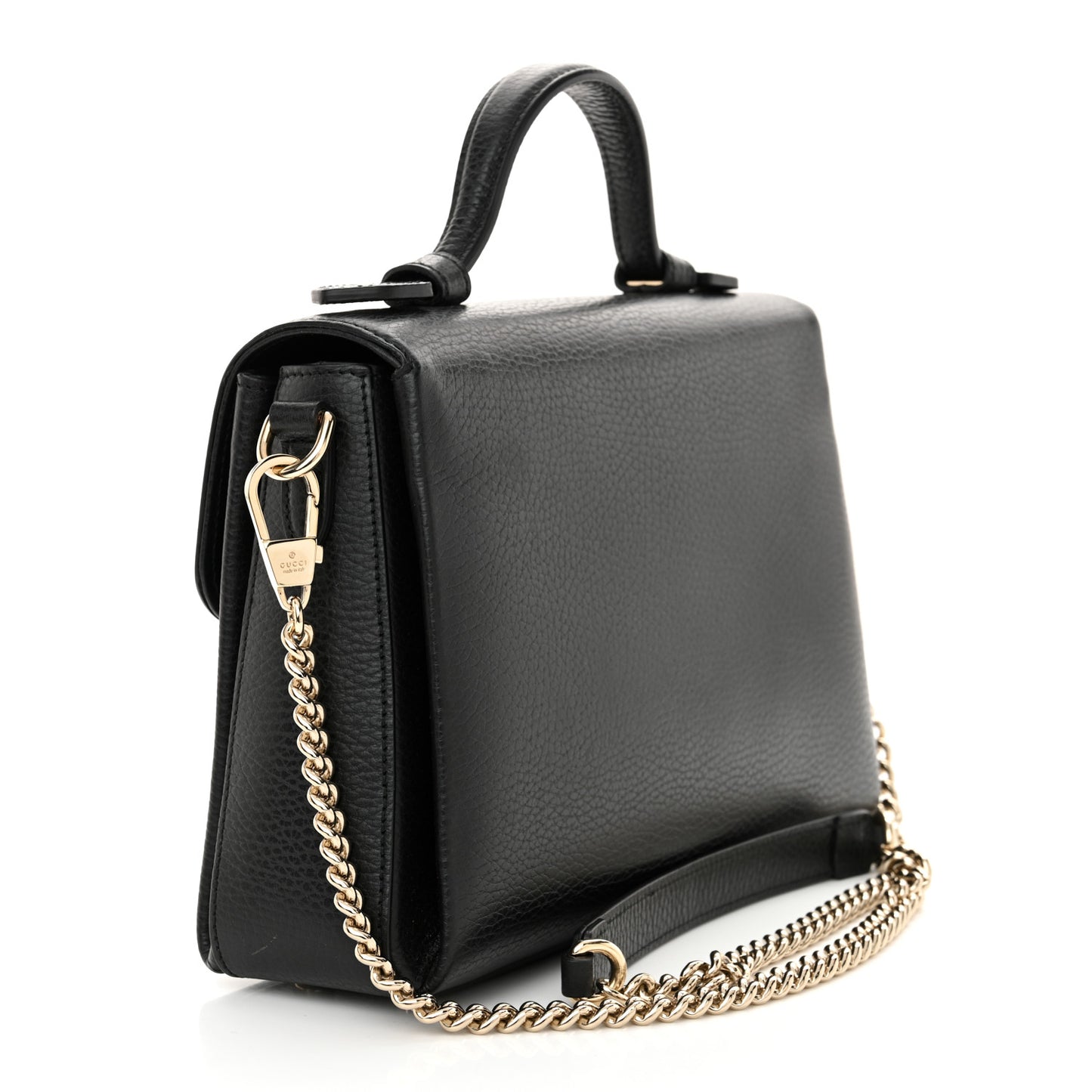 Dollar Calfskin Interlocking G Top Handle Shoulder Bag Black