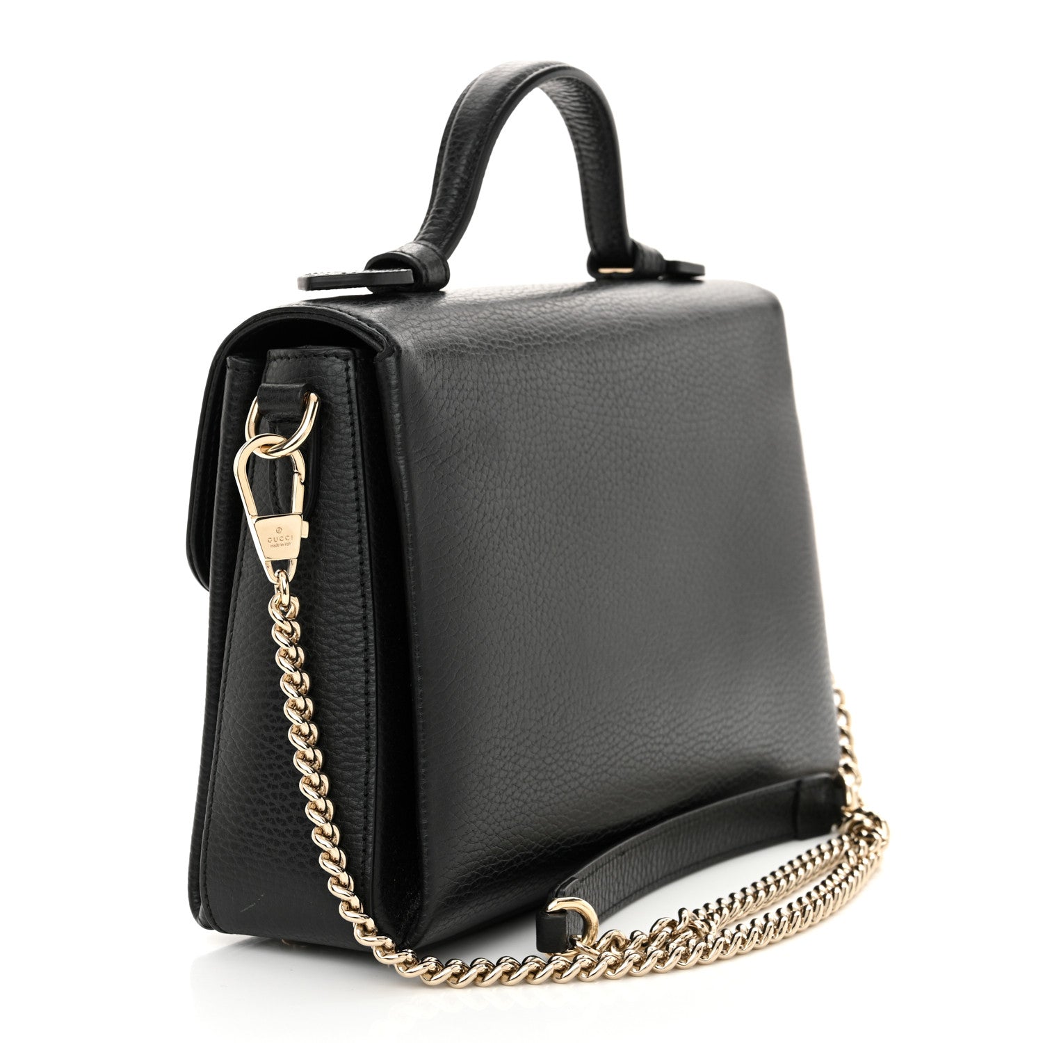Gucci Dollar Calfskin Interlocking G Top Handle Shoulder Bag Black 3 of 15
