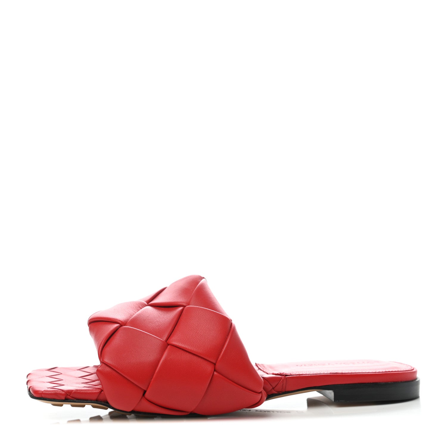 Bottega Veneta Nappa Maxi Intrecciato Lido Flat Sandals 37 Bright Red 1 of 7
