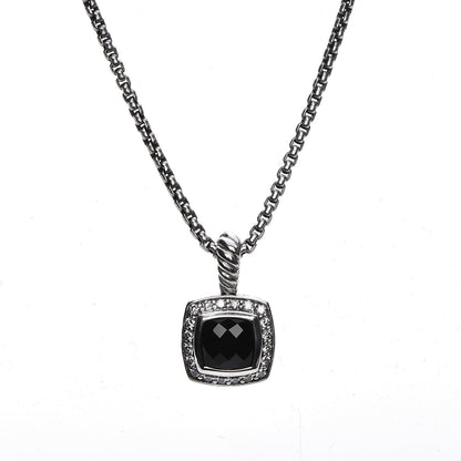 David Yurman Sterling Silver Diamond Black Onyx 7mm Petite Albion Necklace 3 of 6