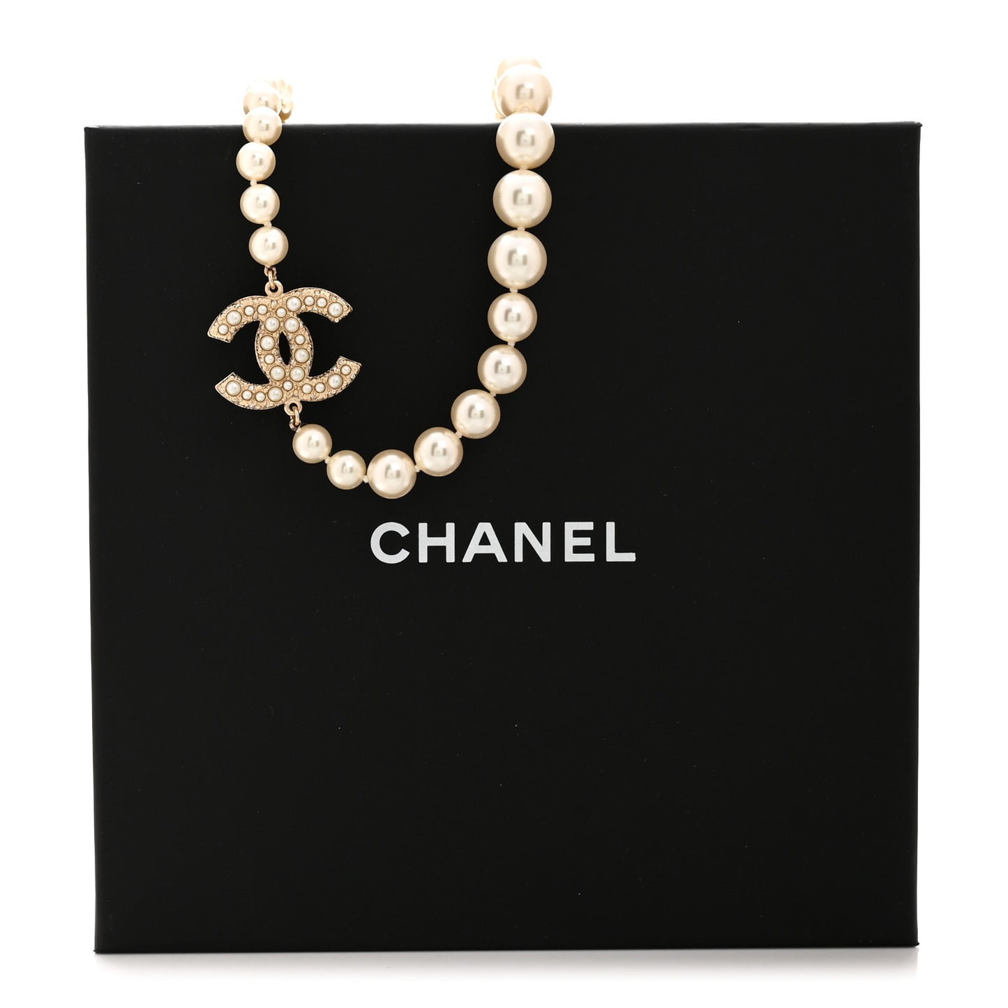 Pearl CC 100th Anniversary Necklace Light Gold