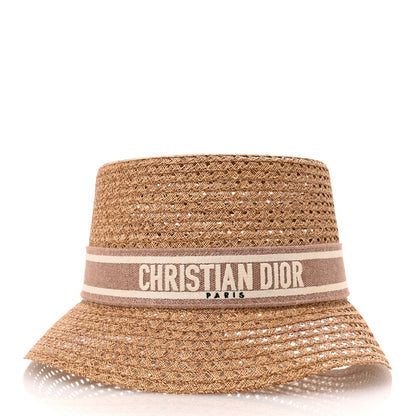 Christian Dior Straw Bucket Hat 59 Natural Rose Des Vents 3 of 9
