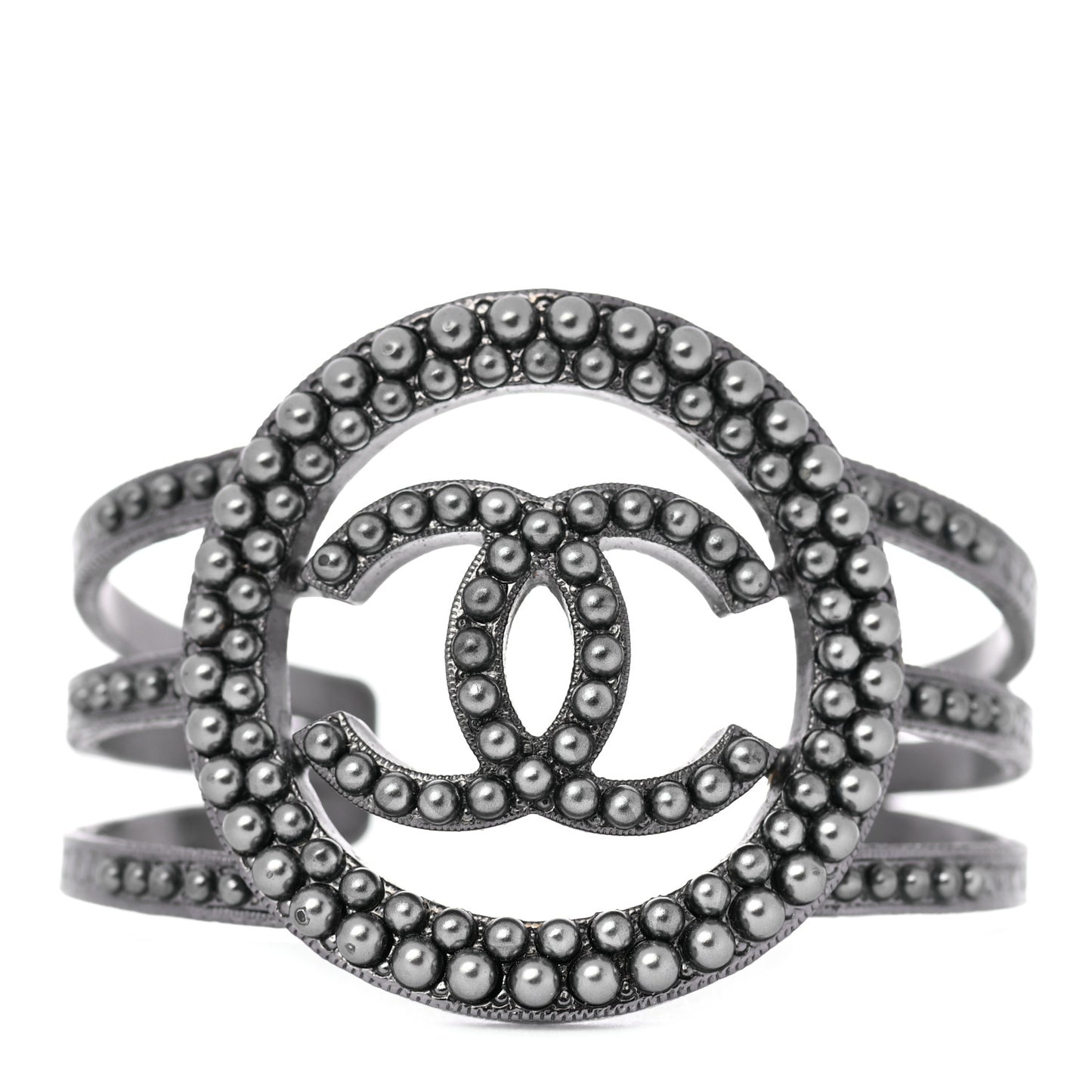 Ruthenium Beaded CC Round Cuff Dark Grey