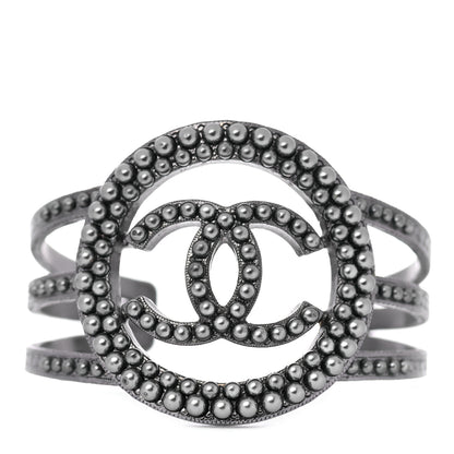 Chanel Ruthenium Beaded CC Round Cuff Dark Grey 1 of 5
