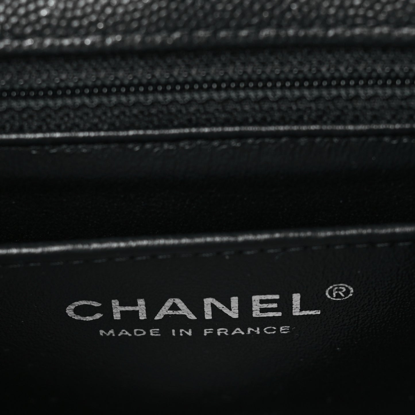 Iridescent Caviar Quilted Mini Rectangular Flap Black