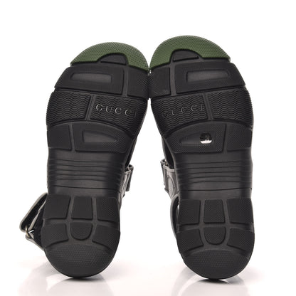 Gucci Mesh Fabric Tinsel Sport Sandals 36 Black Silver Green 5 of 8