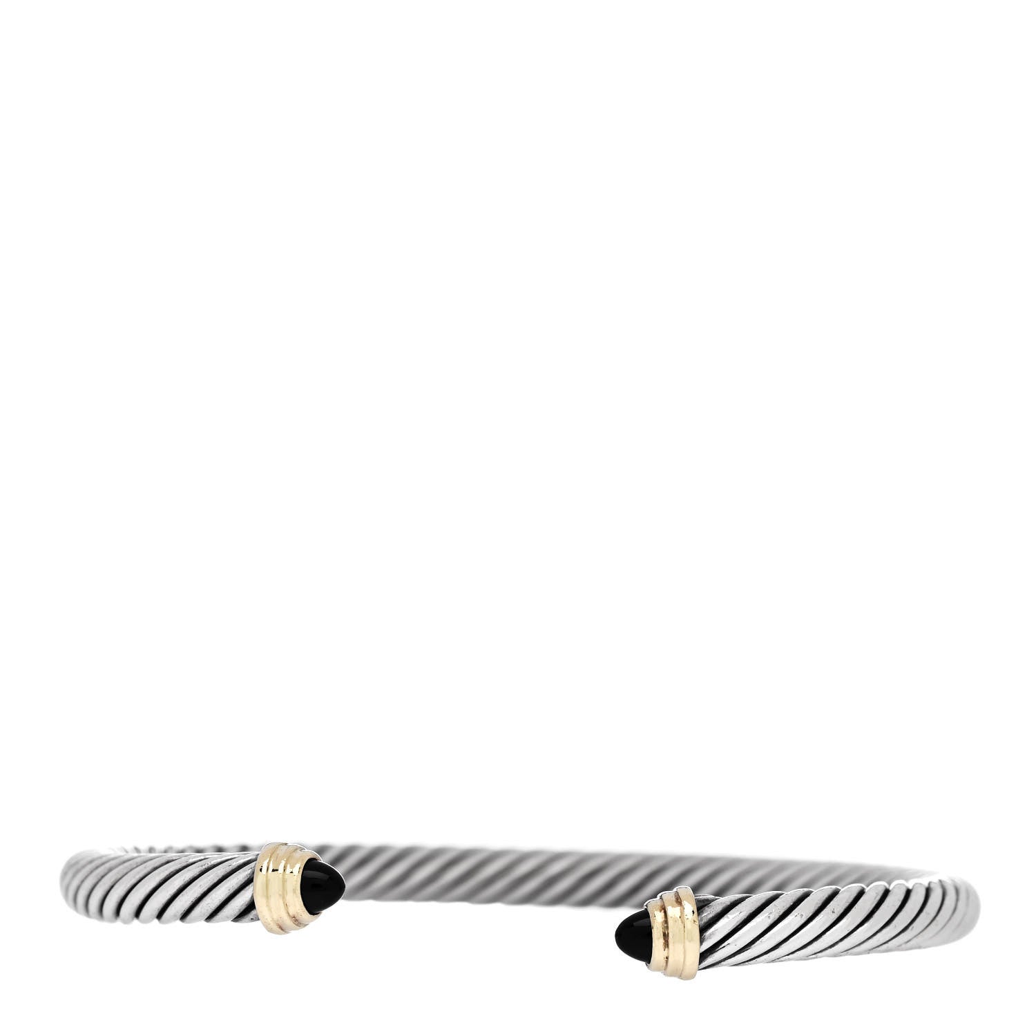 David Yurman Sterling Silver 14K Yellow Gold Black Onyx 5mm Cable Classics Petite Color Bracelet 1 of 4