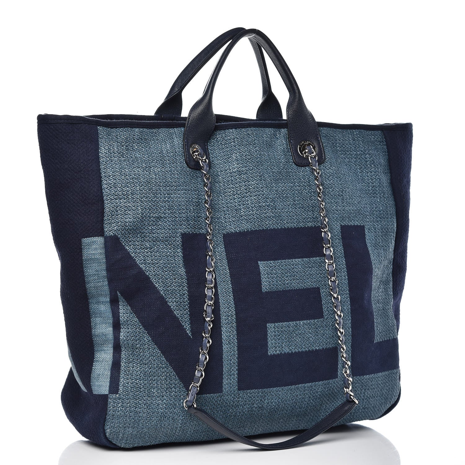 Chanel Canvas Large Shopping Tote Dark Blue 3 of 11