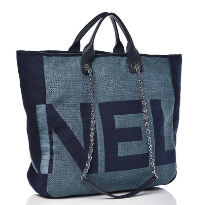Chanel Canvas Large Shopping Tote Dark Blue 3 of 11