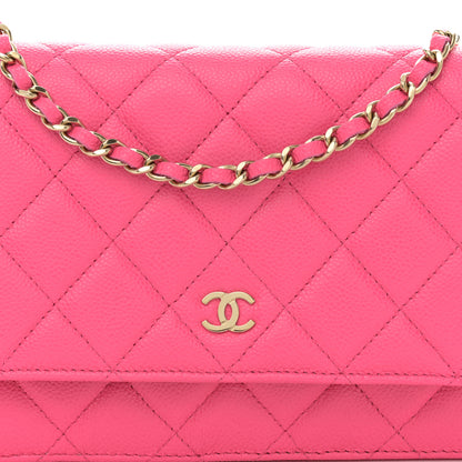 Chanel Caviar Quilted Wallet on Chain WOC Fuchsia 9 of 14