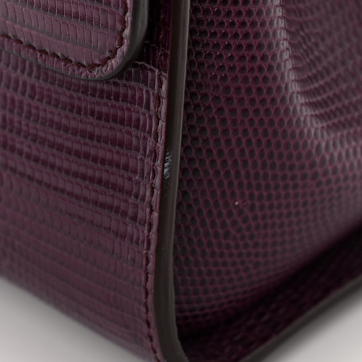 Lizard Calfskin Embossed Medium Monica Top Handle Bag Purple
