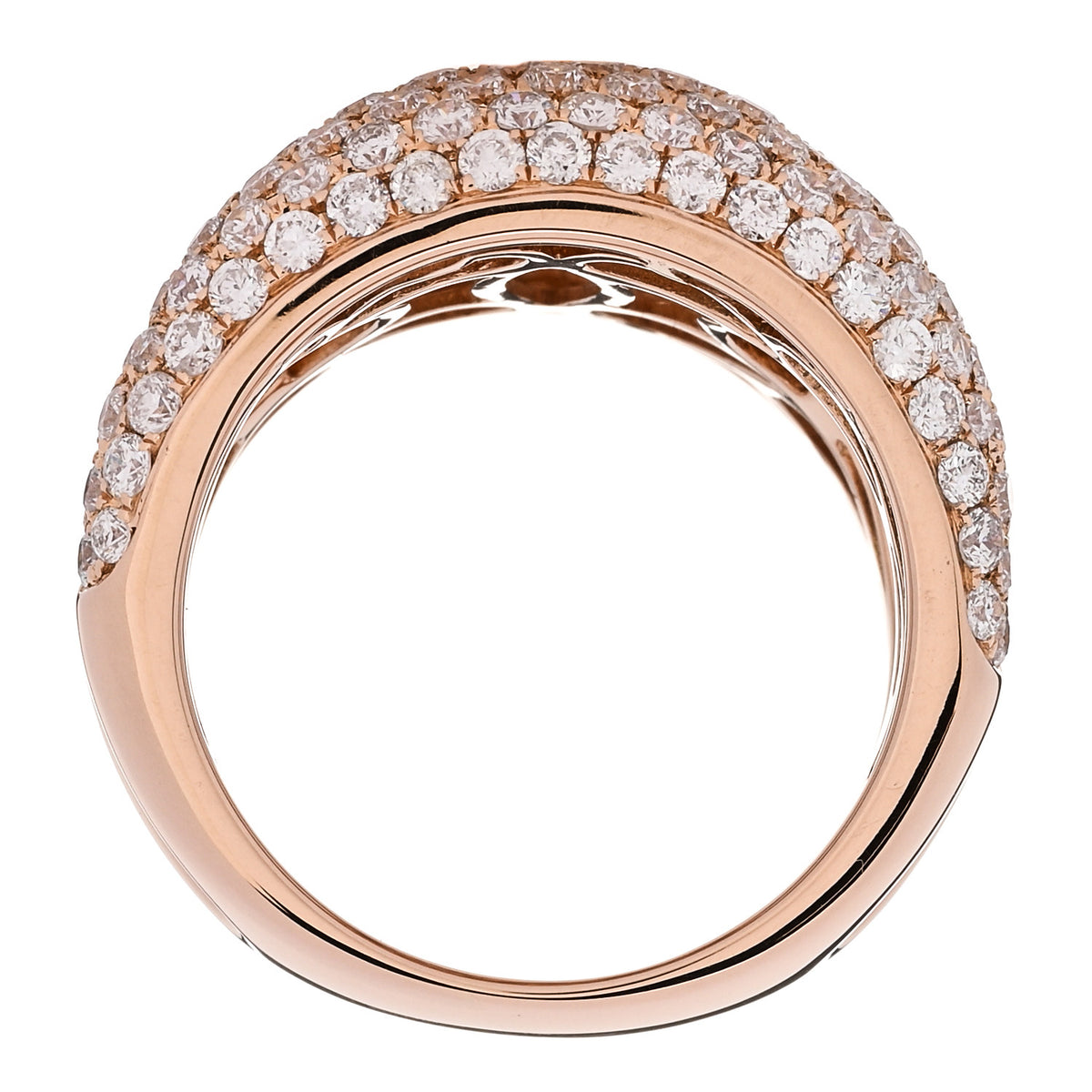 18K Rose Gold Pave Diamond 3.35ctw Pave Ring  53 6.5