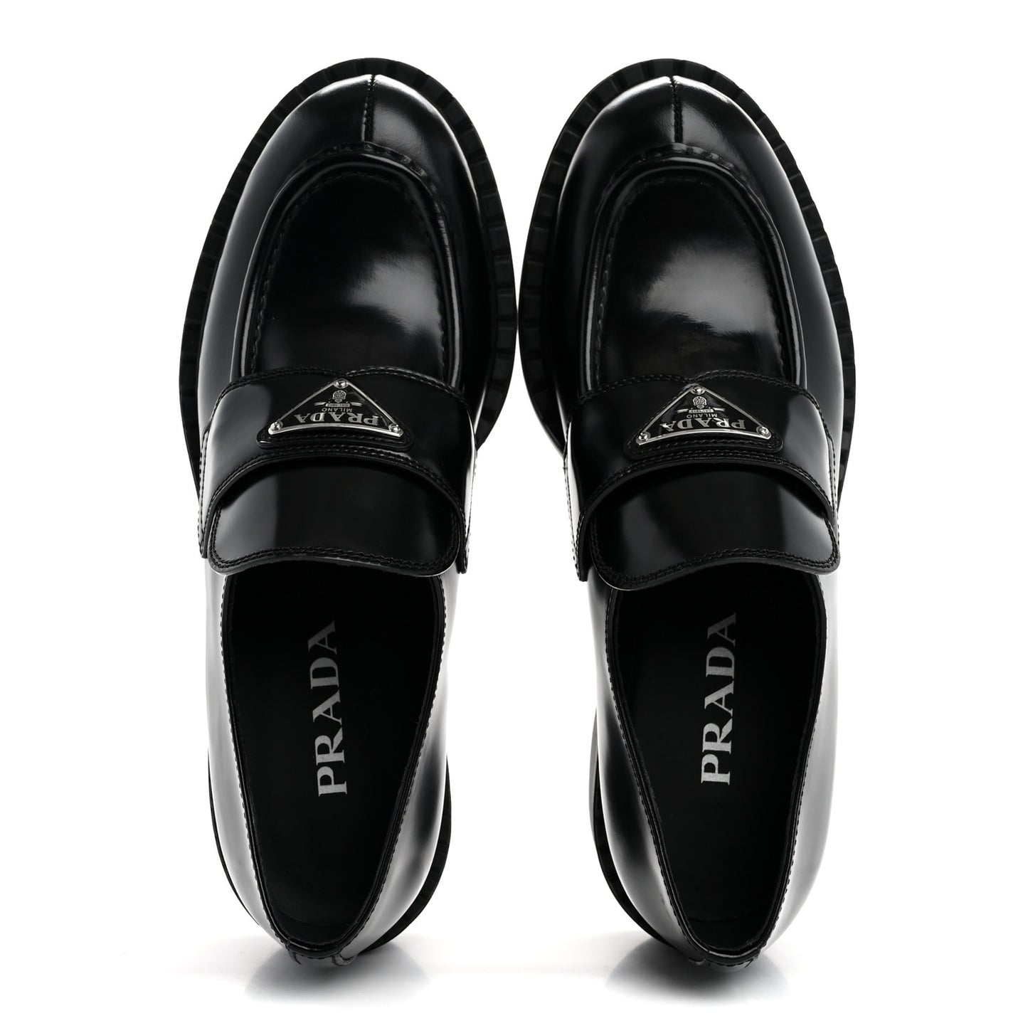 Spazzolato Metal Triangle Logo 50mm Loafers 39 Black
