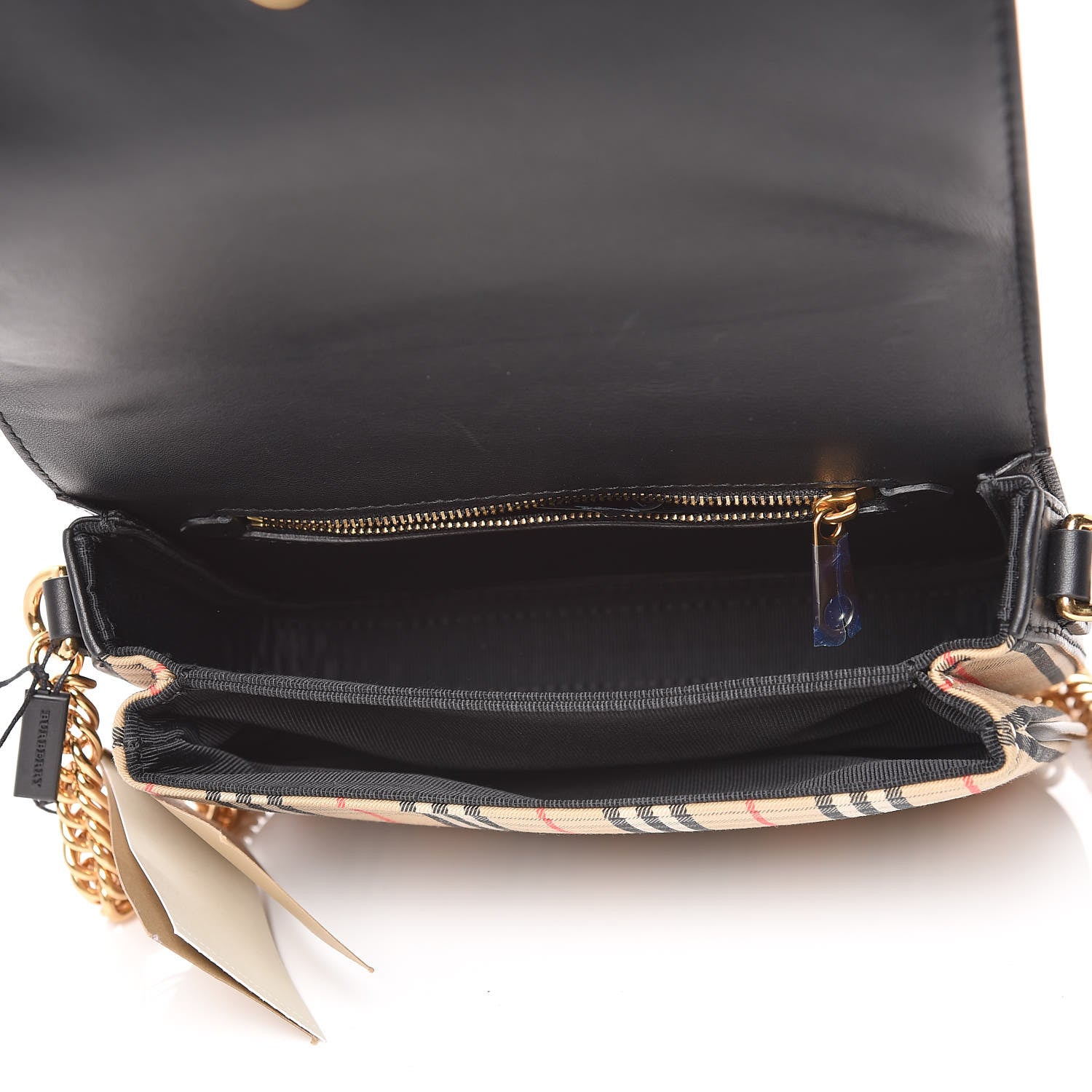 Burberry Smooth Calfskin 1983 Knight Check Link Shoulder Bag Black 5 of 9