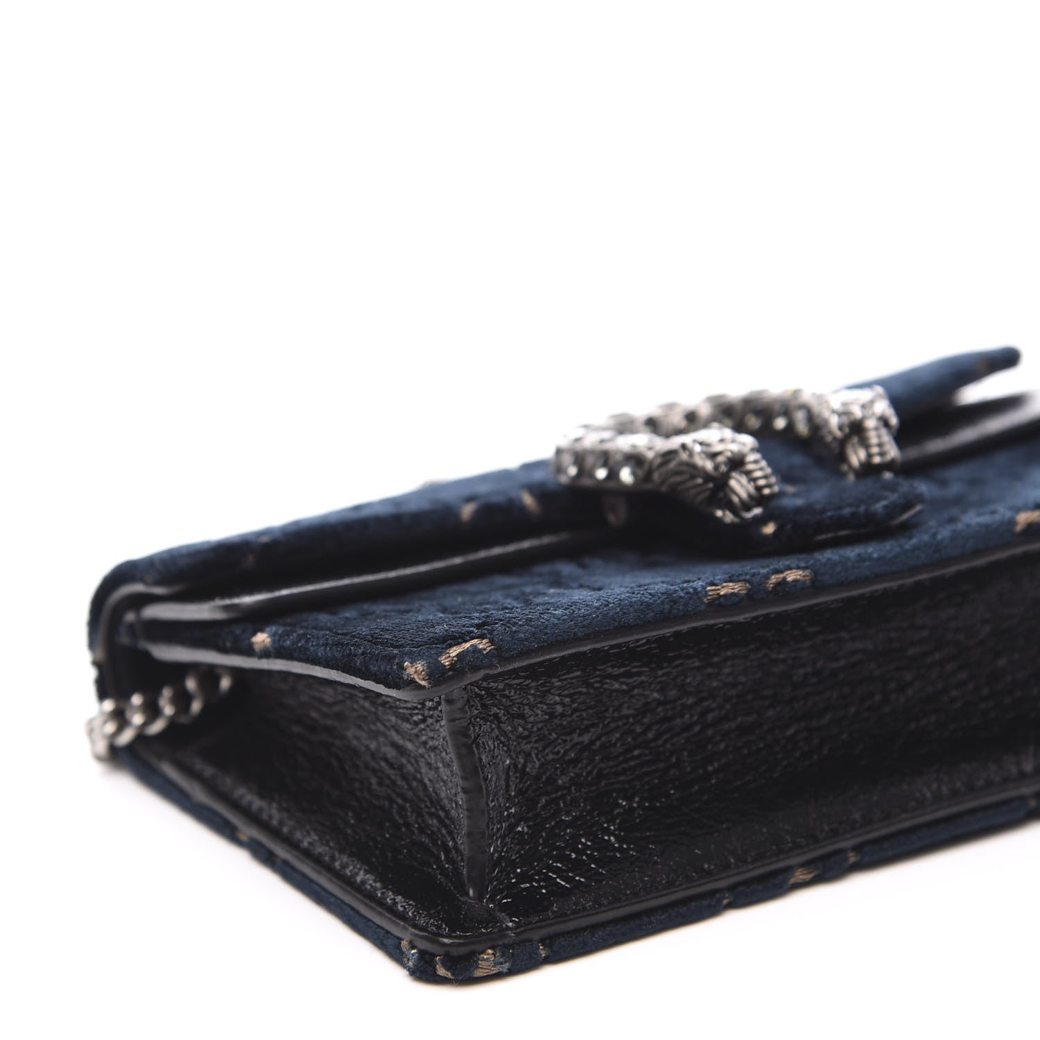 Gucci Velvet GG Monogram Super Mini Dionysus Shoulder Bag Blue Beige Black 8 of 10
