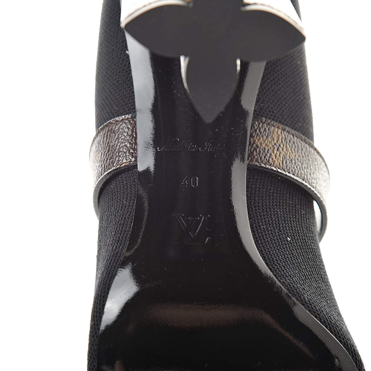 Monogram Stretch Fabric Silhouette Ankle Boots 40 Black