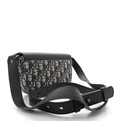 Christian Dior Grained Calfskin Oblique Mini Saddle Messenger Bag With Flap Beige Black 3 of 11