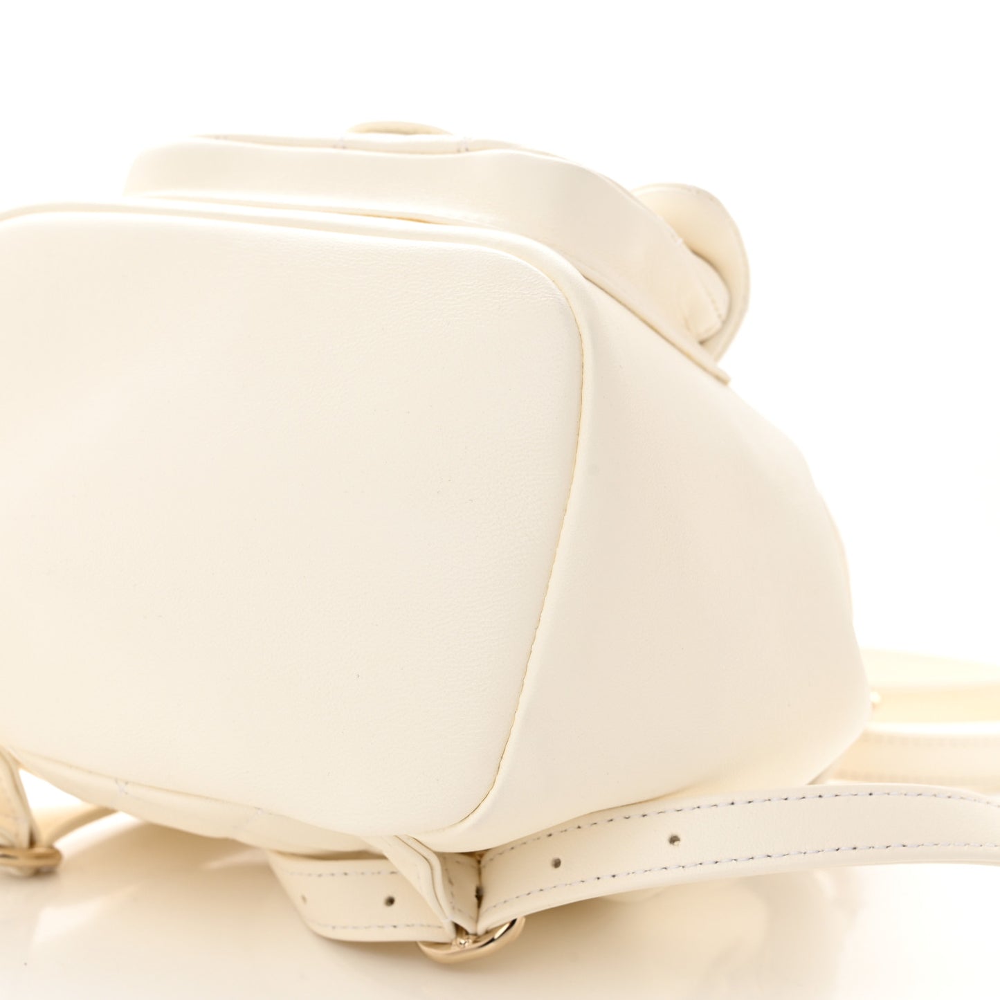 Lambskin Quilted Small Duma Drawstring Backpack White