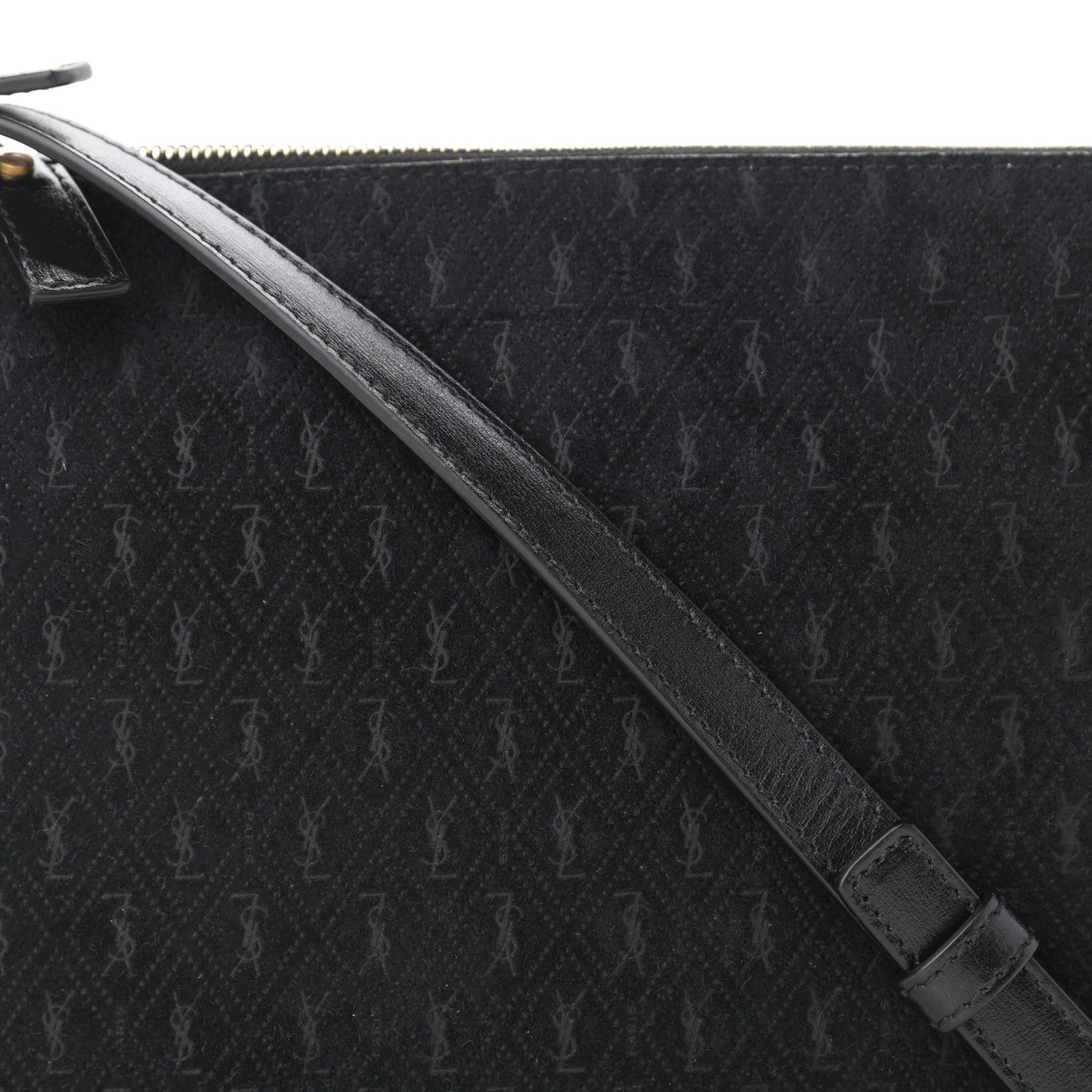 Saint Laurent Suede All-Over Monogram Crossbody Black 8 of 10