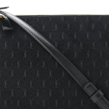 Saint Laurent Suede All-Over Monogram Crossbody Black 8 of 10