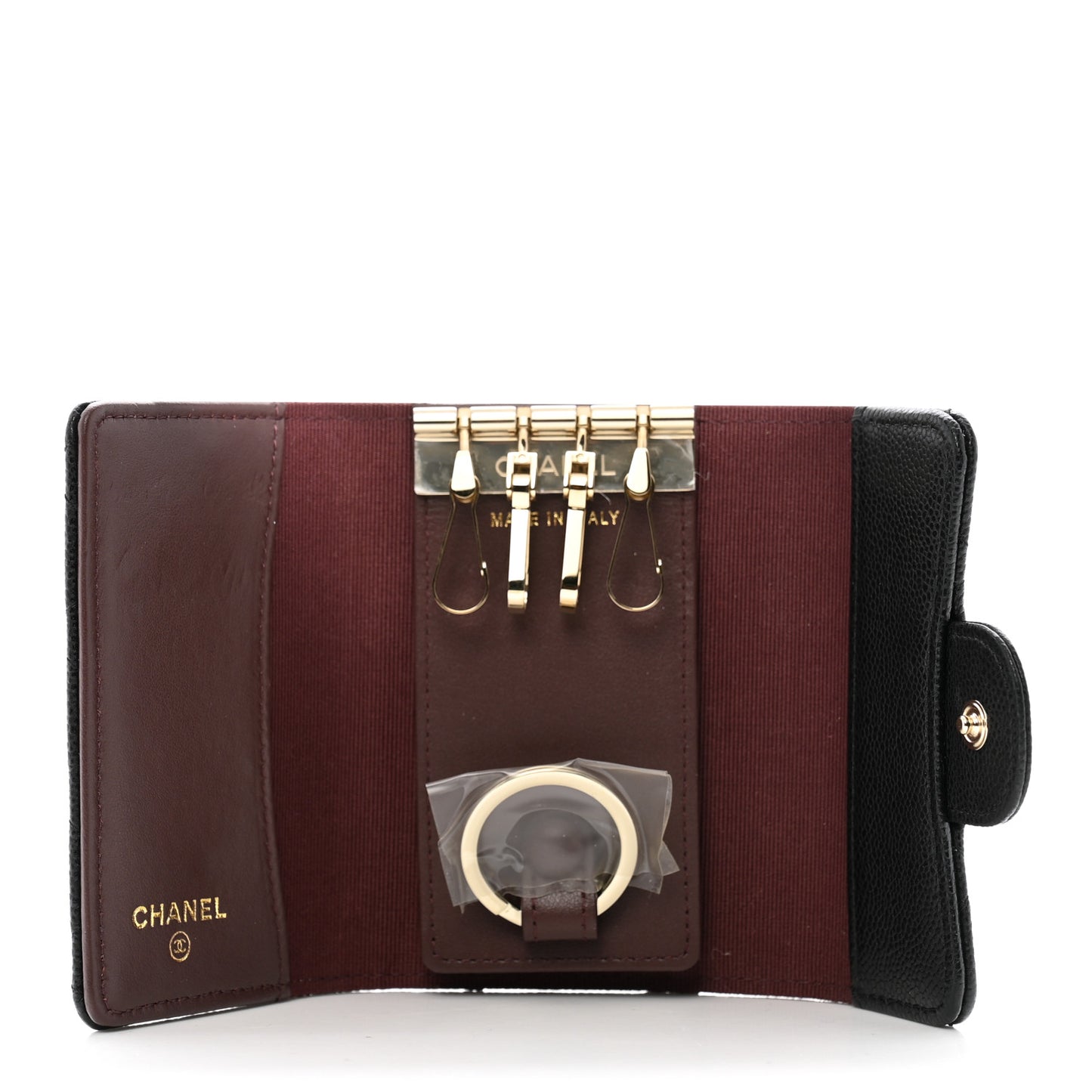 Caviar Quilted Classic 4 Key Holder Wallet Black