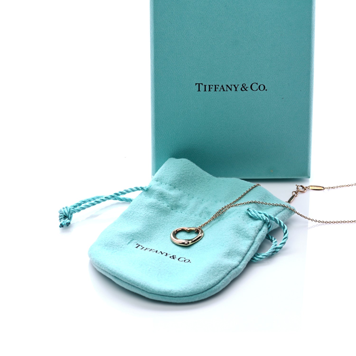 Tiffany 18K Rose Gold 16mm Elsa Peretti Open Heart Pendant Necklace 7 of 7
