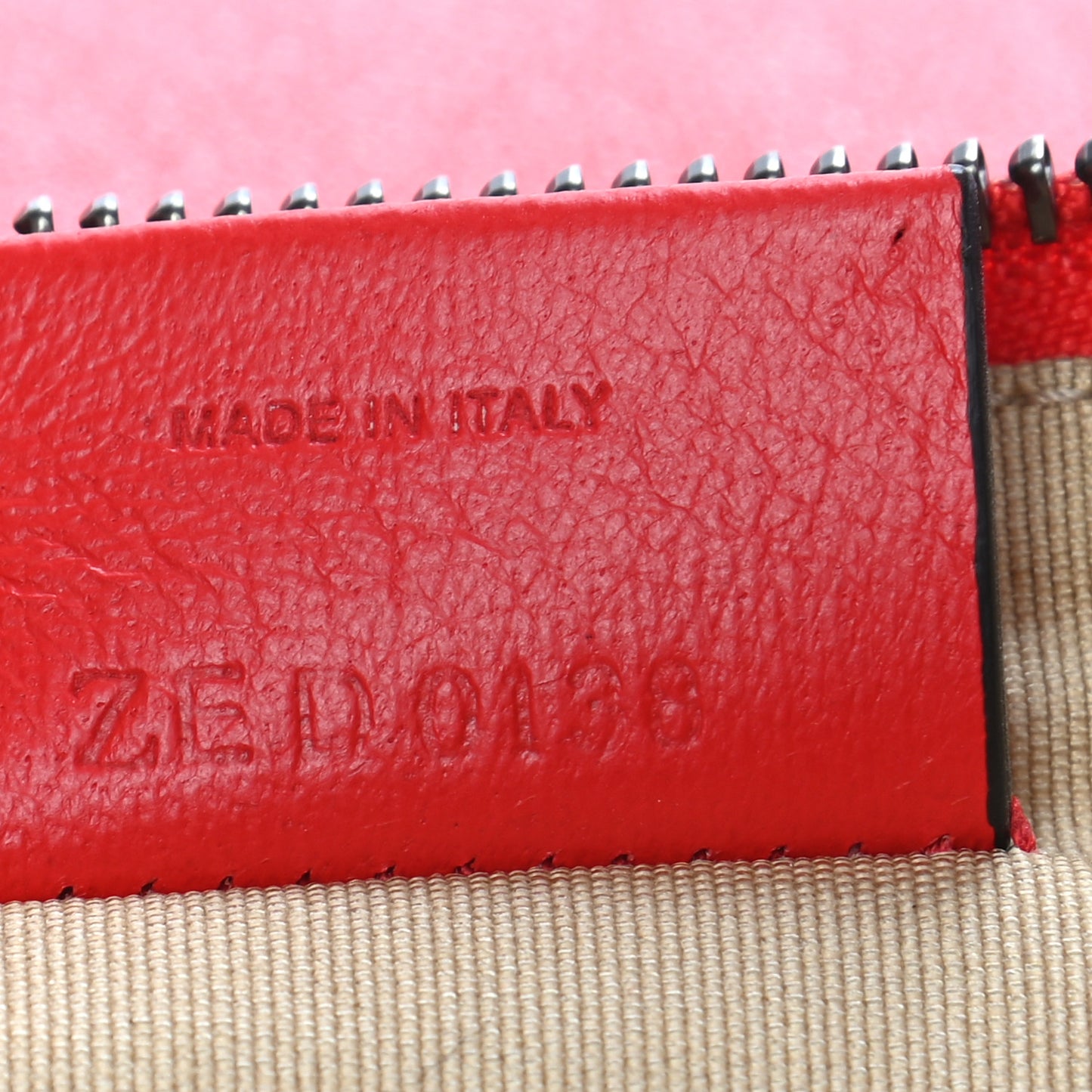 Lambskin Large Emblem Pouch Red