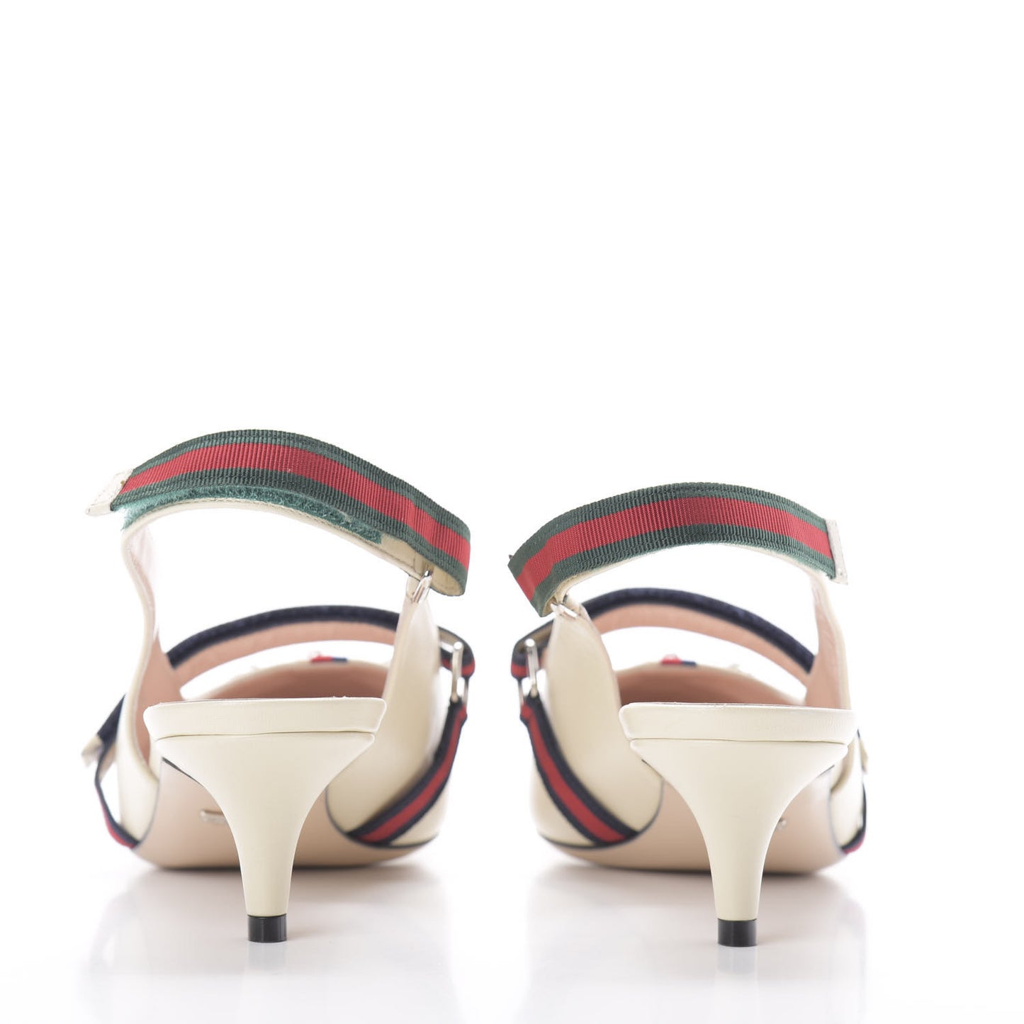 Malaga Kid Web Horsebit Low Heel Slingback Pumps 40 Vintage White