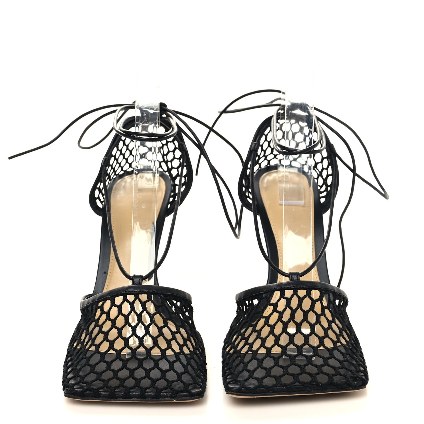 Mesh Nappa Stretch Ankle Tie Sandals 40.5 Black