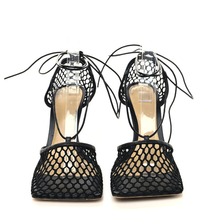 Bottega Veneta Mesh Nappa Stretch Ankle Tie Sandals 40.5 Black 2 of 7