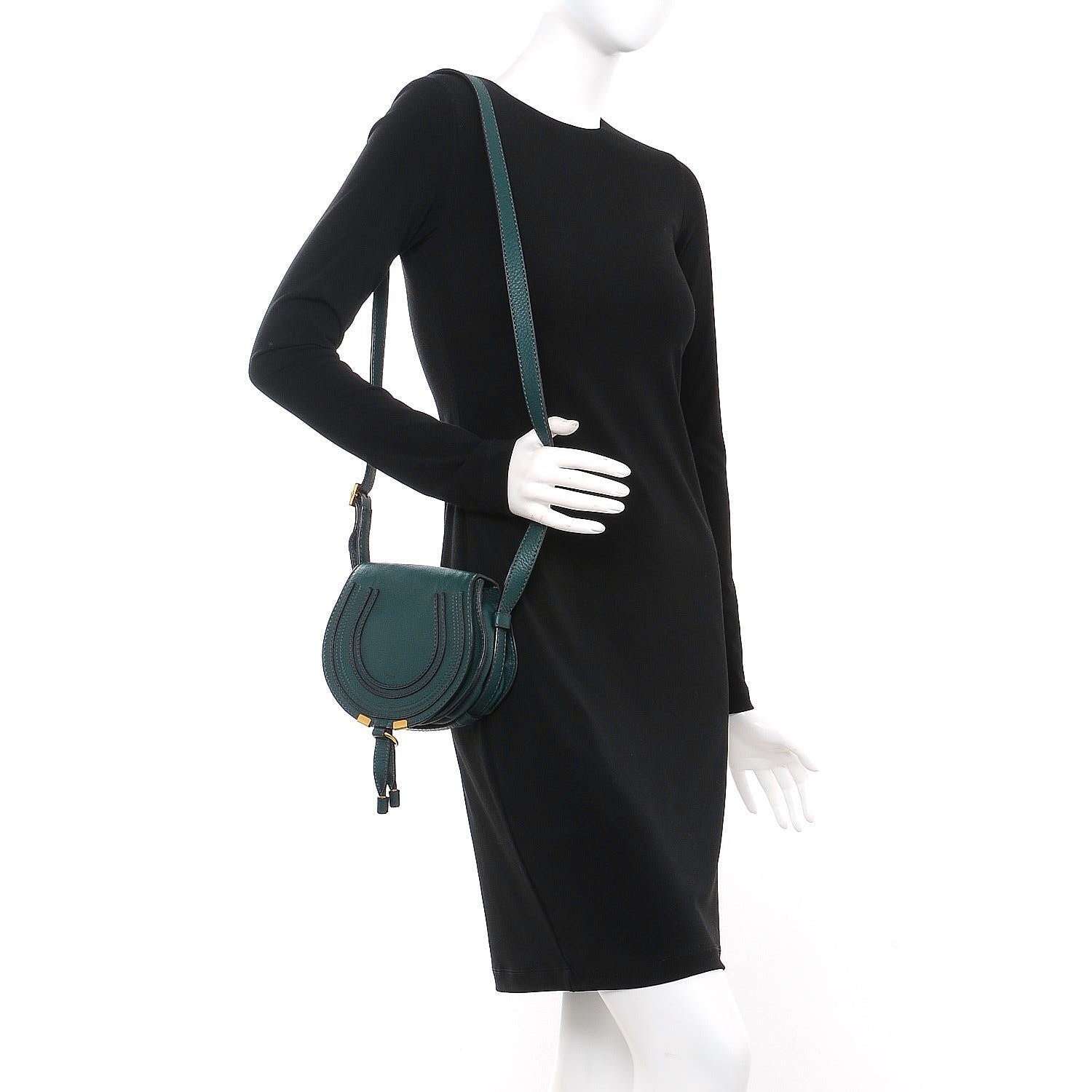 Chloe Calfskin Mini Marcie Round Crossbody Bag Teal 2 of 6