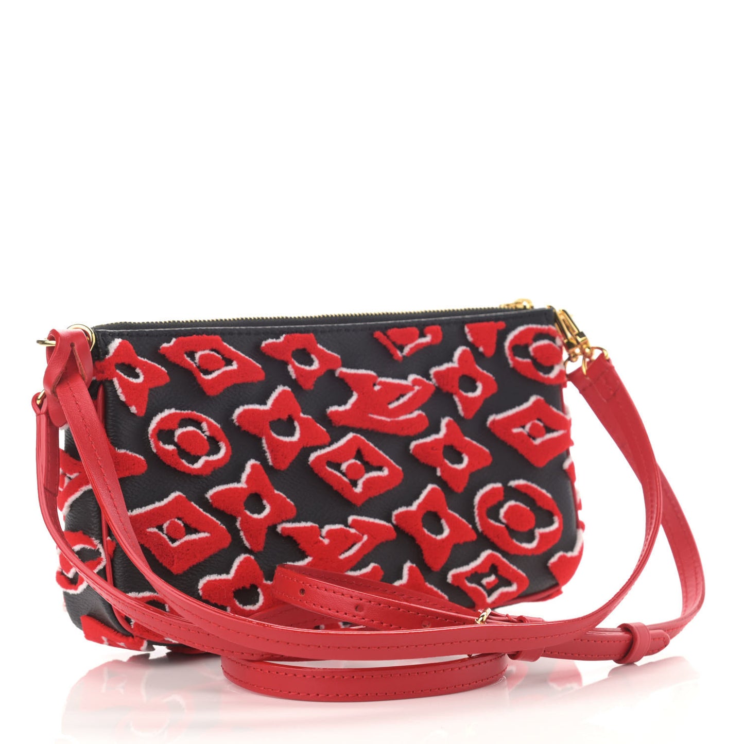 X UF Tufted Monogram Pochette Accessories Black Red