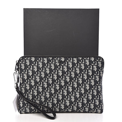 Christian Dior Oblique Pouch Clutch Blue 8 of 8