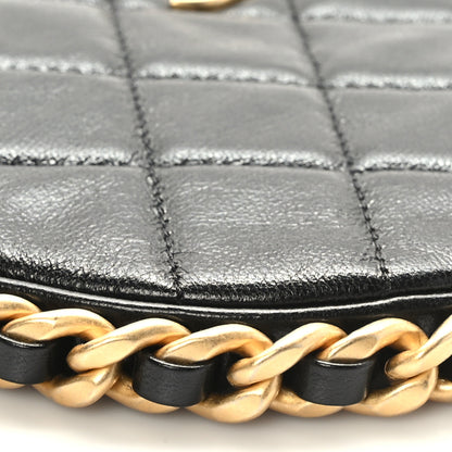 Chanel Shiny Crumbled Lambskin Quilted Round Small CC Hobo Black 7 of 8