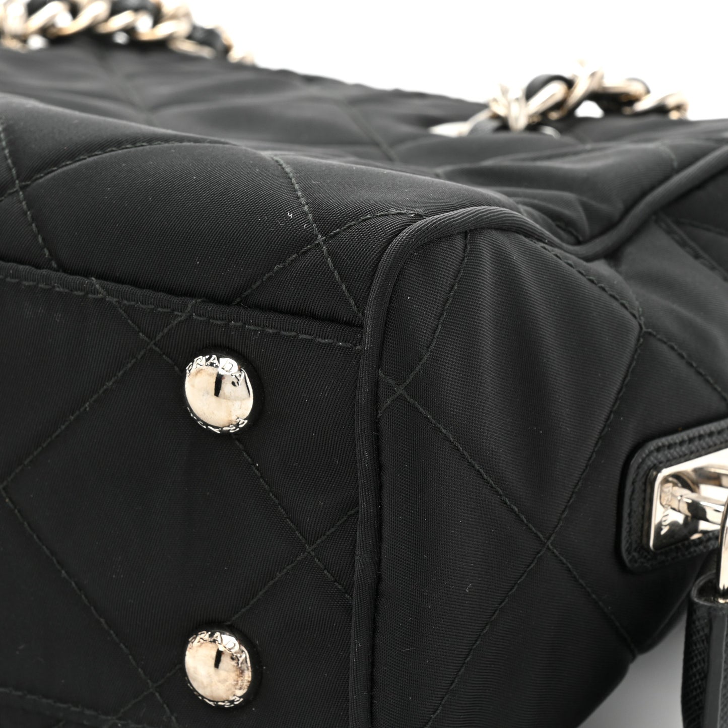 Nylon Tessuto Impuntu Quilted Shoulder Bag Black