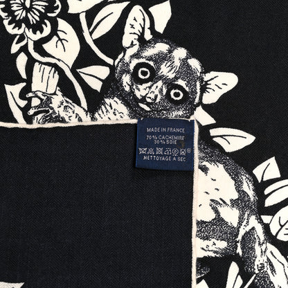 Hermes Cashmere Silk Jungle Love Tattoo Shawl 140 Bleu Black White 3 of 9
