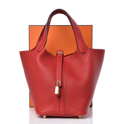 Hermes Taurillon Clemence Picotin Lock 18 PM Rouge Casaque 8 of 8