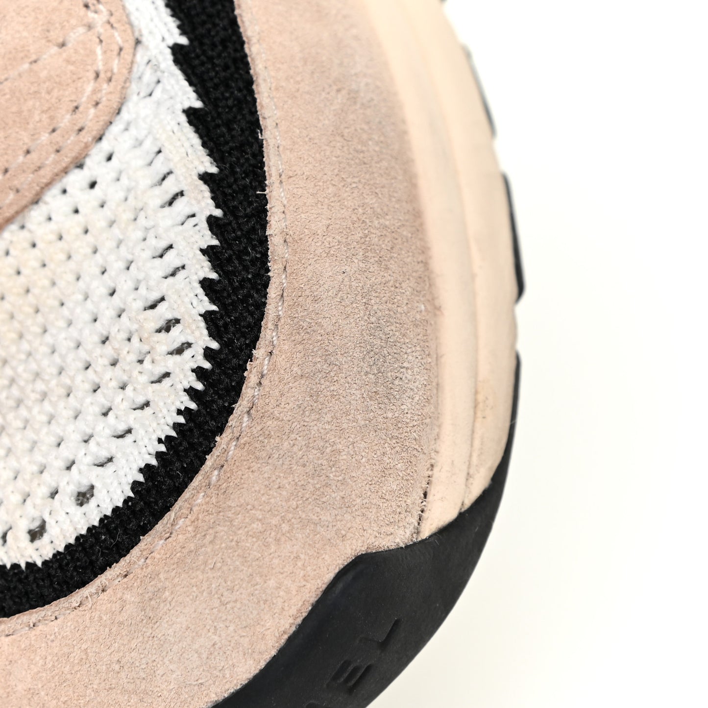 Mesh Suede Fabric Womens CC Sneakers 38 White Ivory Light Beige