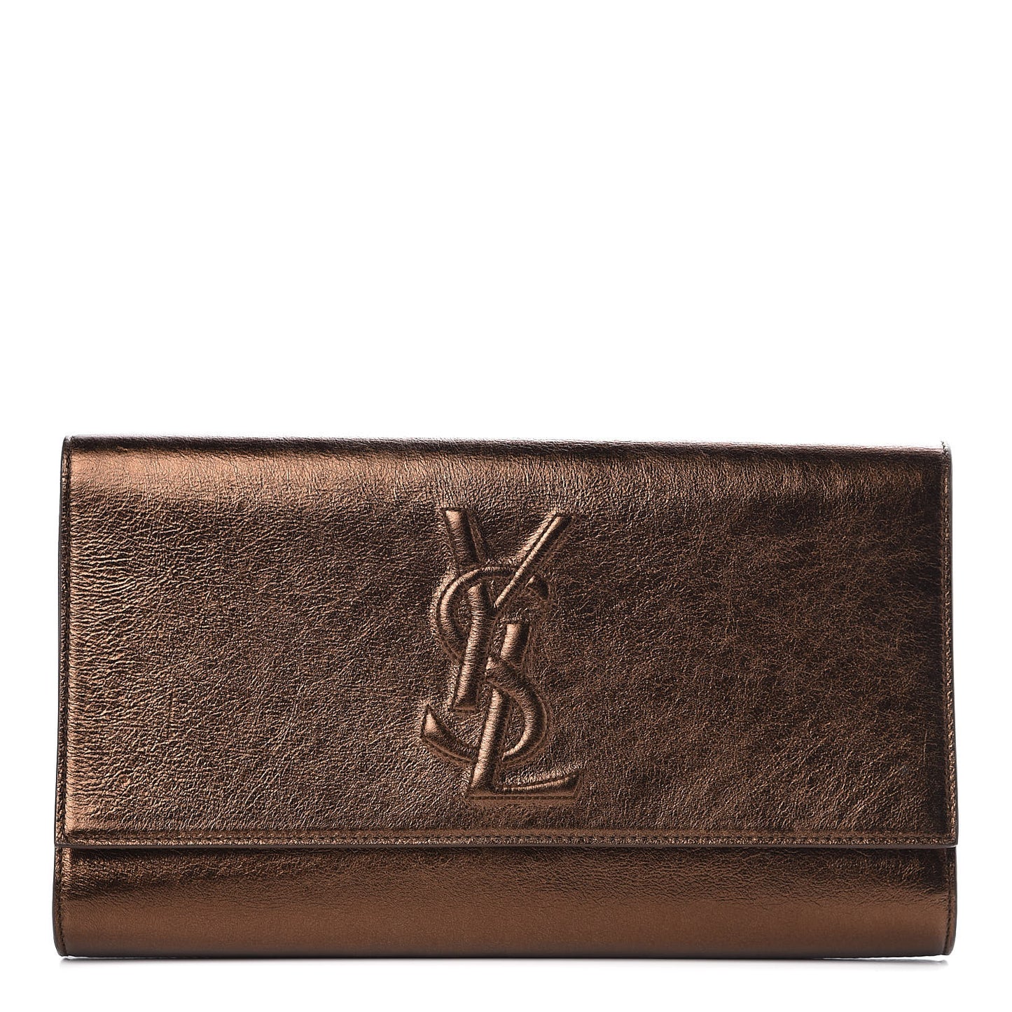 Metallic Calfskin Monogram Large Belle De Jour Clutch Bronze