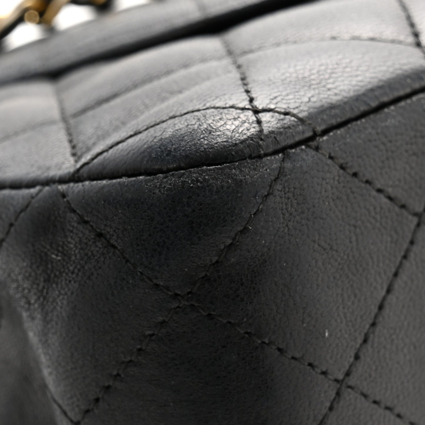 Lambskin Quilted Medium Double Flap Navy