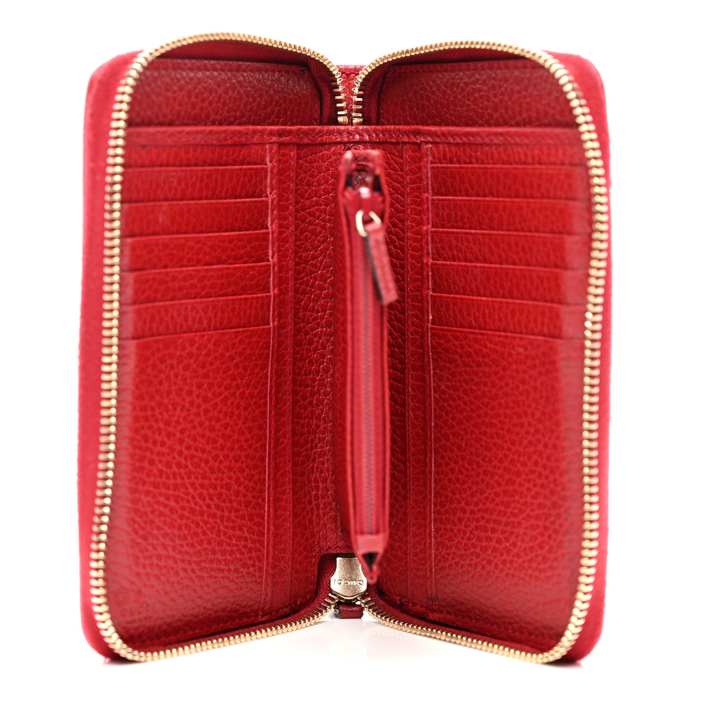 Monogram Dollar Calfskin Zip Around Compact Wallet Beige Ebony Rosso