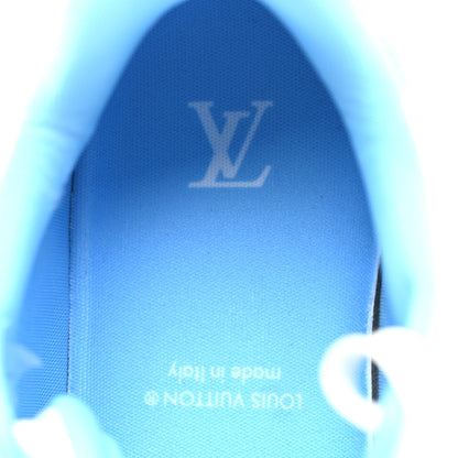 Louis Vuitton Calfskin Monogram Denim Mens LV Trainer Sneakers 9 Blue White 7 of 10