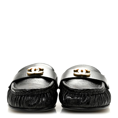 Chanel Shiny Crumpled Lambskin CC Mules 39 Black 3 of 10