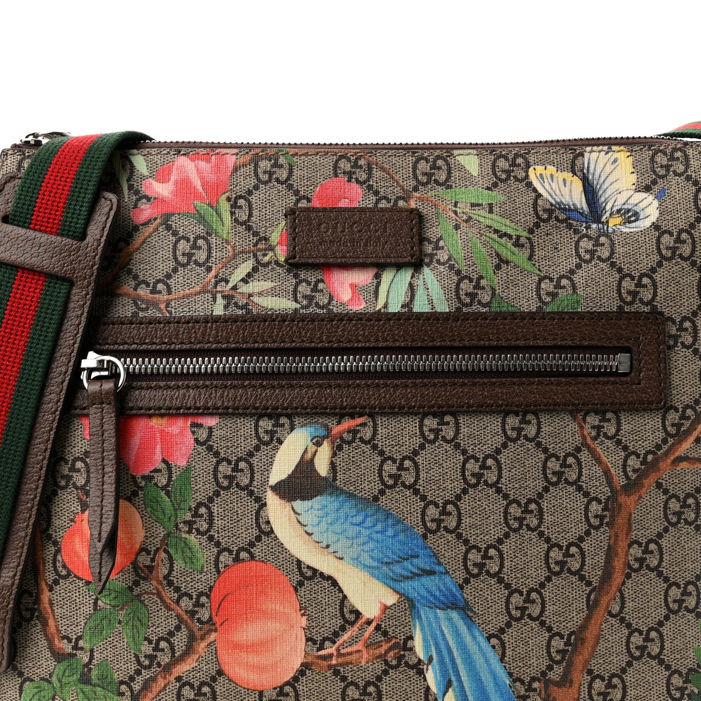 GG Supreme Monogram Tian Web Medium Flat Messenger Beige Multicolor New Acero
